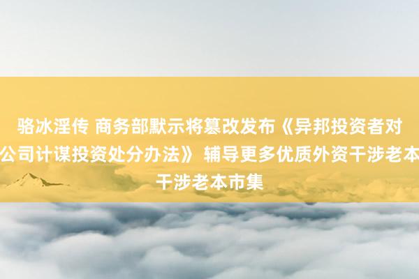 骆冰淫传 商务部默示将篡改发布《异邦投资者对上市公司计谋投资处分办法》 辅导更多优质外资干涉老本市集