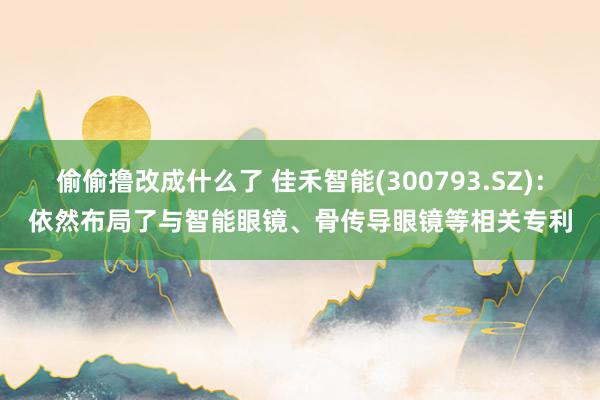 偷偷撸改成什么了 佳禾智能(300793.SZ)：依然布局了与智能眼镜、骨传导眼镜等相关专利