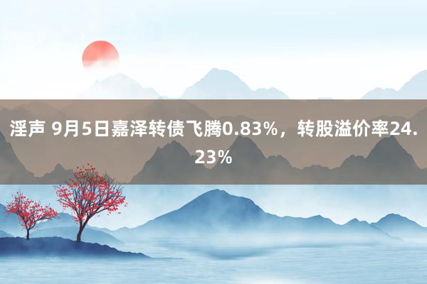 淫声 9月5日嘉泽转债飞腾0.83%，转股溢价率24.23%