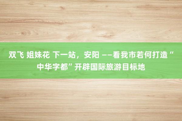 双飞 姐妹花 下一站，安阳 ——看我市若何打造“中华字都”开辟国际旅游目标地